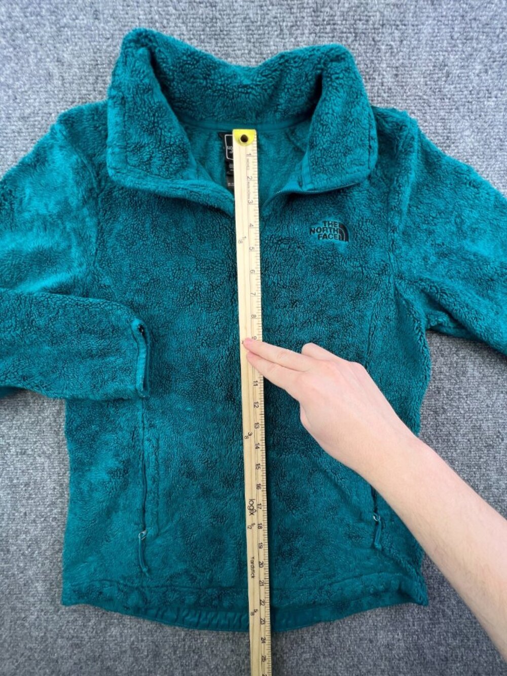 The North Face Blue Fleece Jacket Woman Small Full Zip Logo Zip Pockets FUZZY - Picture 3 of 12